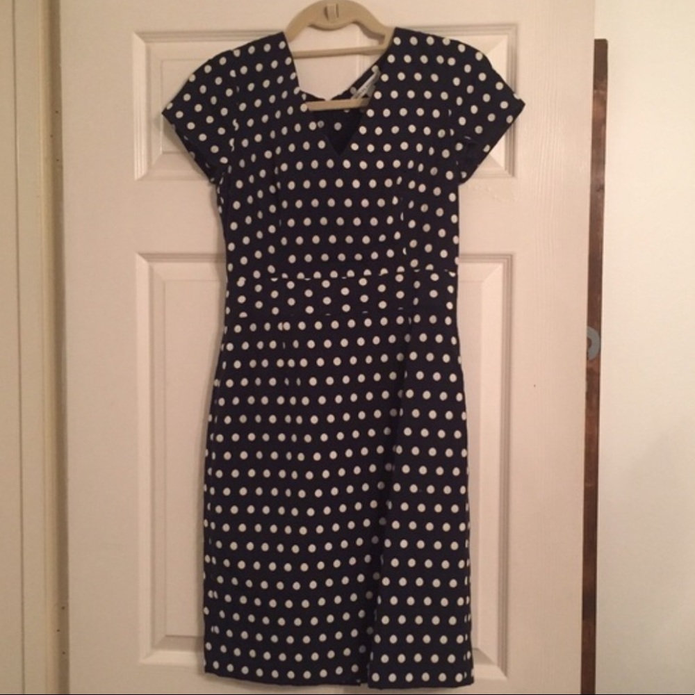 Banana Republic Navy Polka Dot Dress